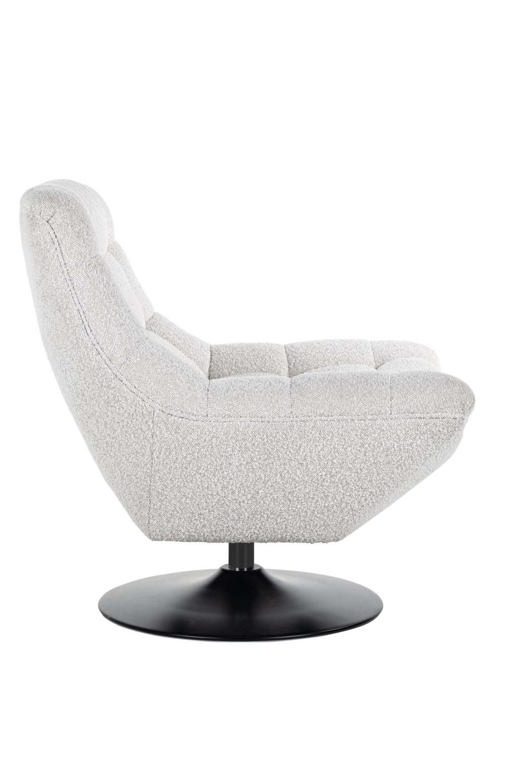 White Bouclé Pedestal Swivel Chair | OROA Richelle | Oeoa.com