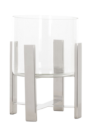 Silver Steel Bars Glass Lantern | Richmond Interiors Tiko | OROA