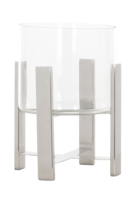 Silver Steel Bars Glass Lantern | Richmond Interiors Tiko | OROA