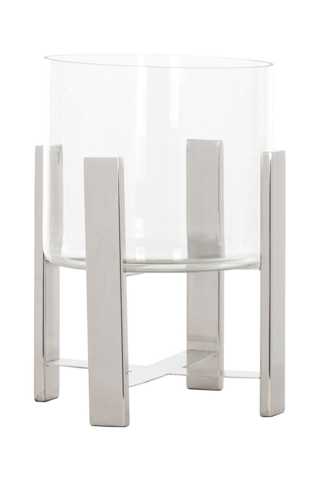Silver Steel Bars Glass Lantern | Richmond Interiors Tiko | OROA