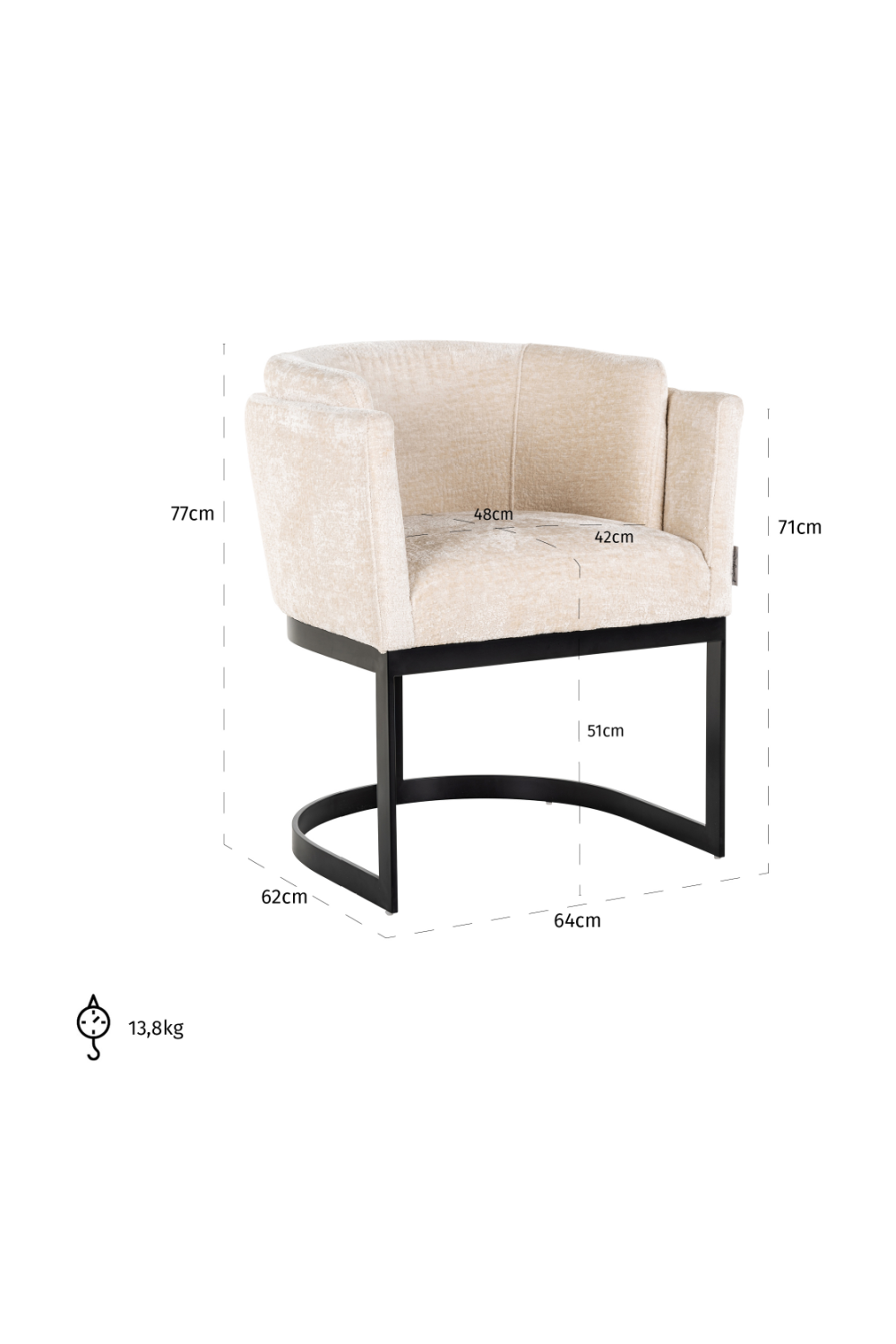 White Chenille Modern Chair | OROA Emerson | OROA.com