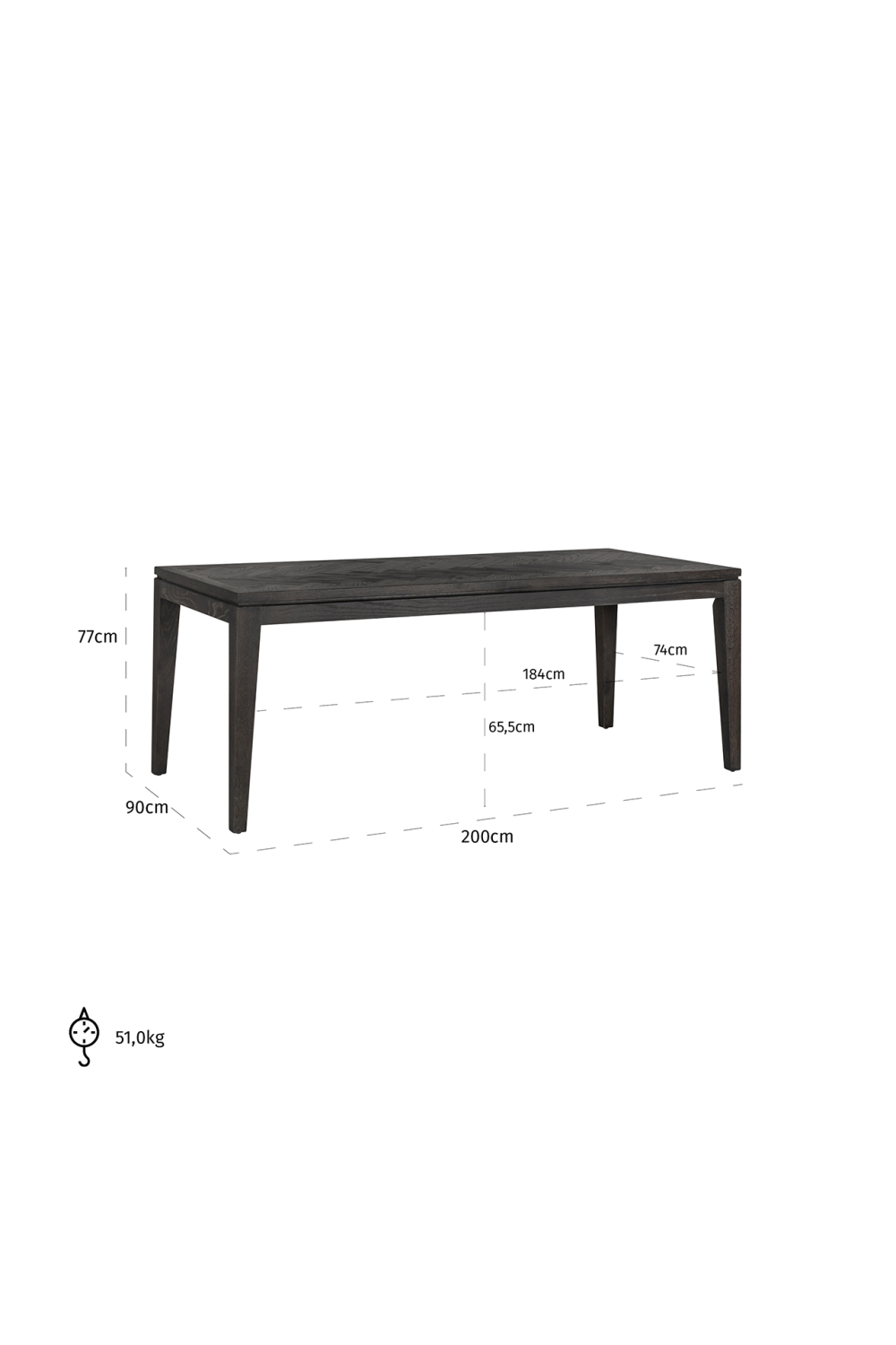 Rectangular Oak Dining Table | OROA Blackbone | OROA.com