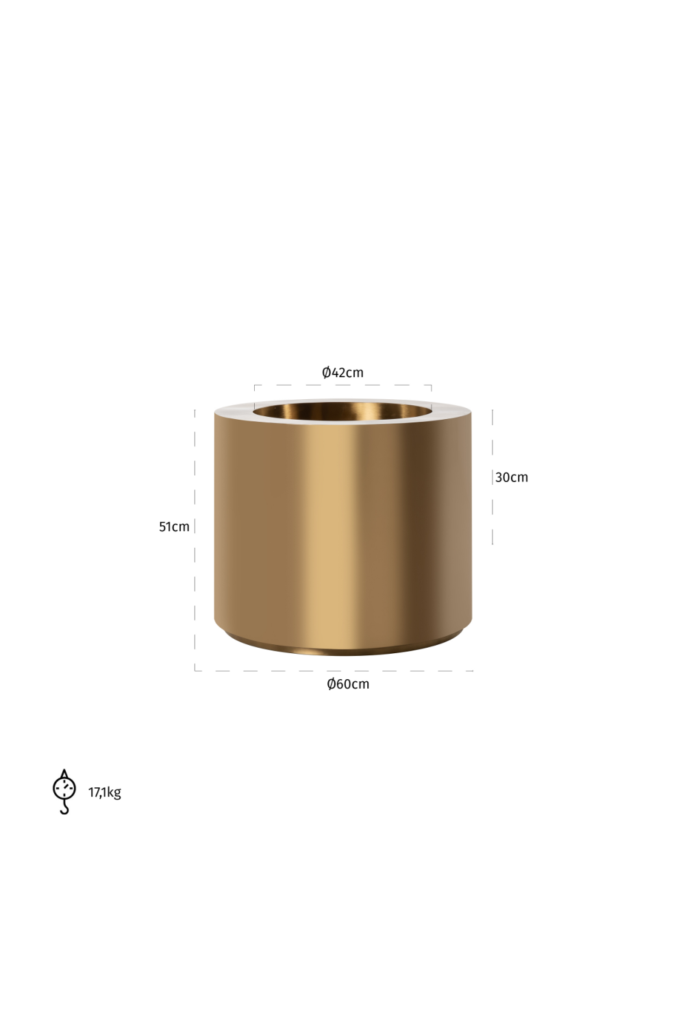 Cylindrical Gold Flower Pot | Richmond Interiors Donna | OROA.com