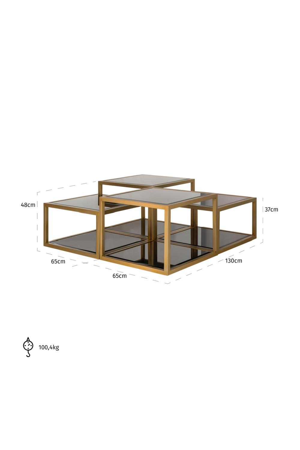 Geometrical Glass Coffee Table Set (4) | OROA Loua | Oroa.com