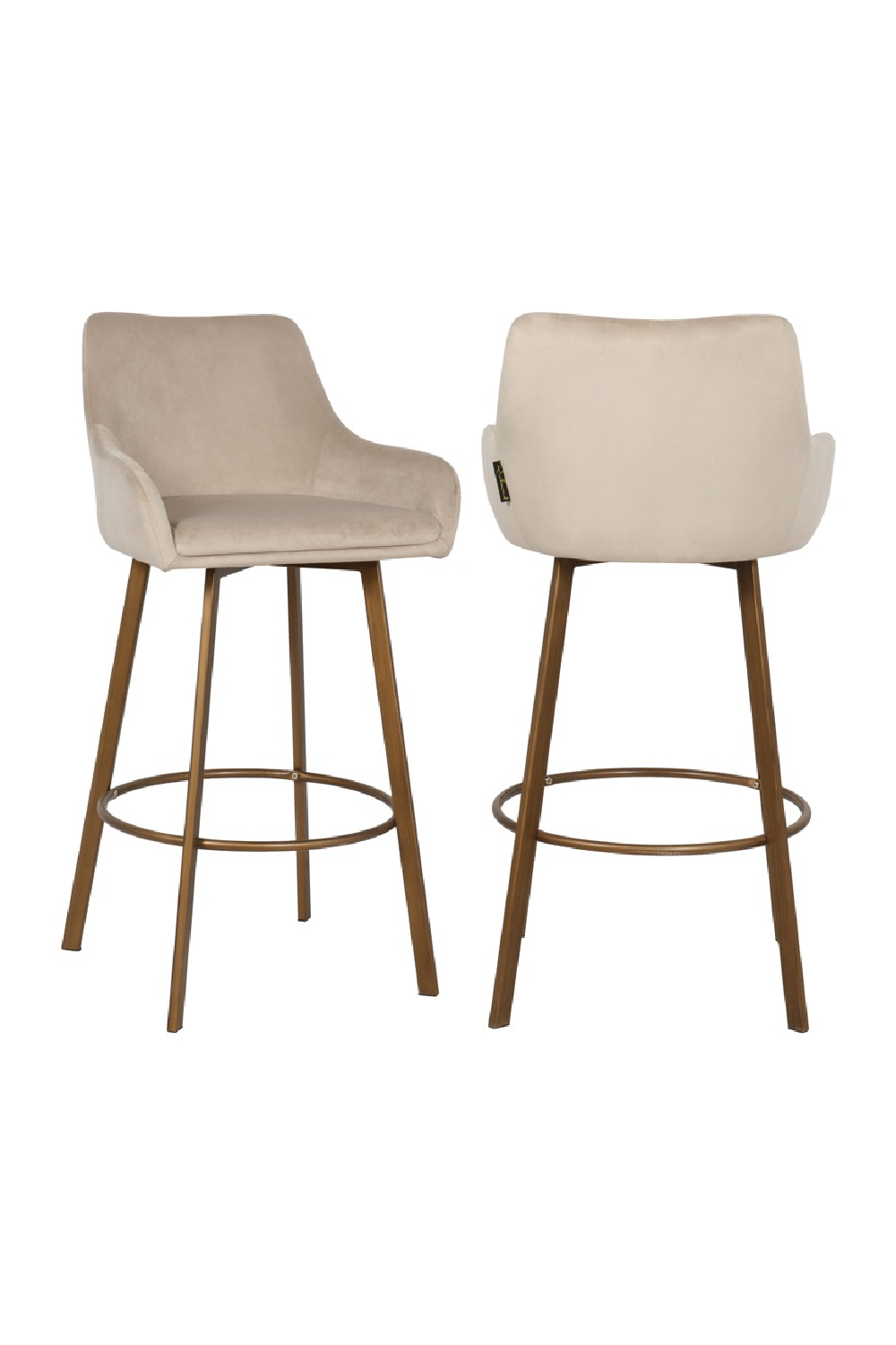 Khaki Velvet Bar Stool Set (2) | OROA Cressida | Oroa.com