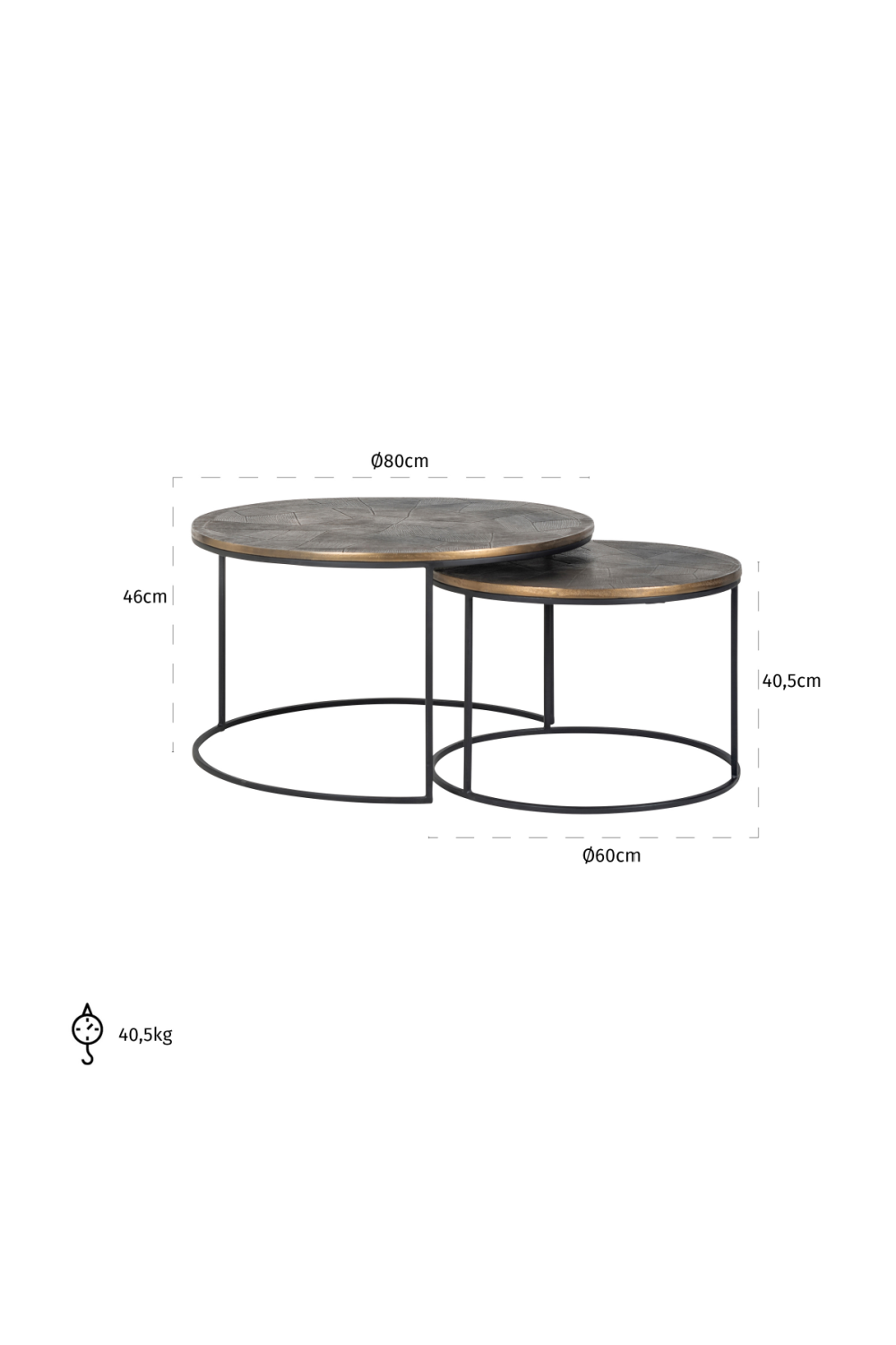 Round Gold Nested Coffee Tables (2) | OROA Tulum | Oroa.com