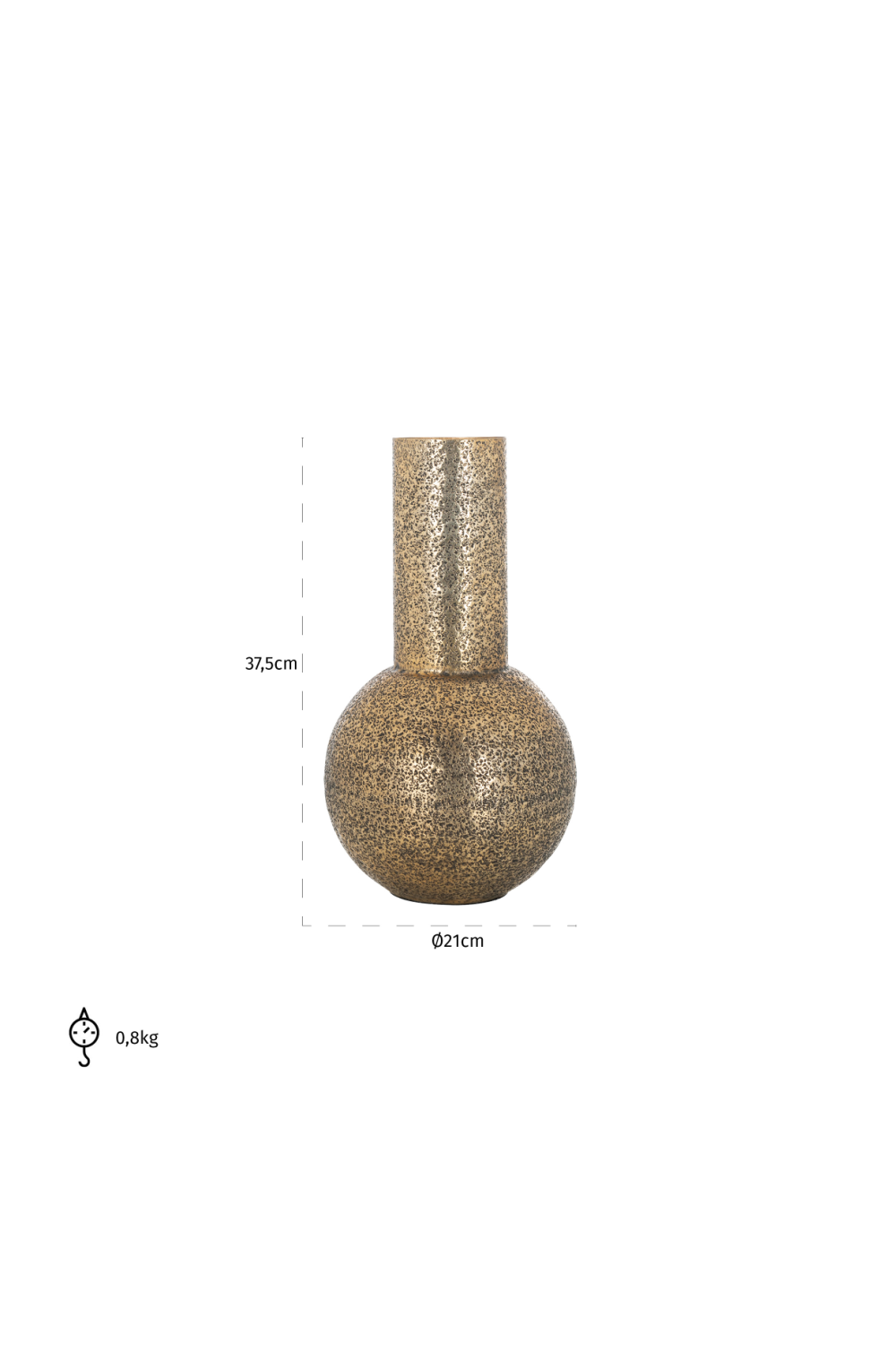 Gold Aluminum Rustic Vase L | OROA Darcey | Oroatrade.com