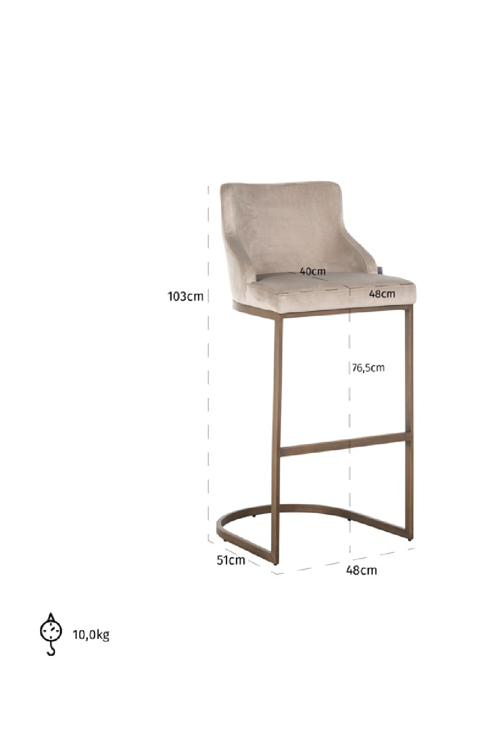 Khaki Velvet Bar Stool | OROA Bolton | Oroa.com