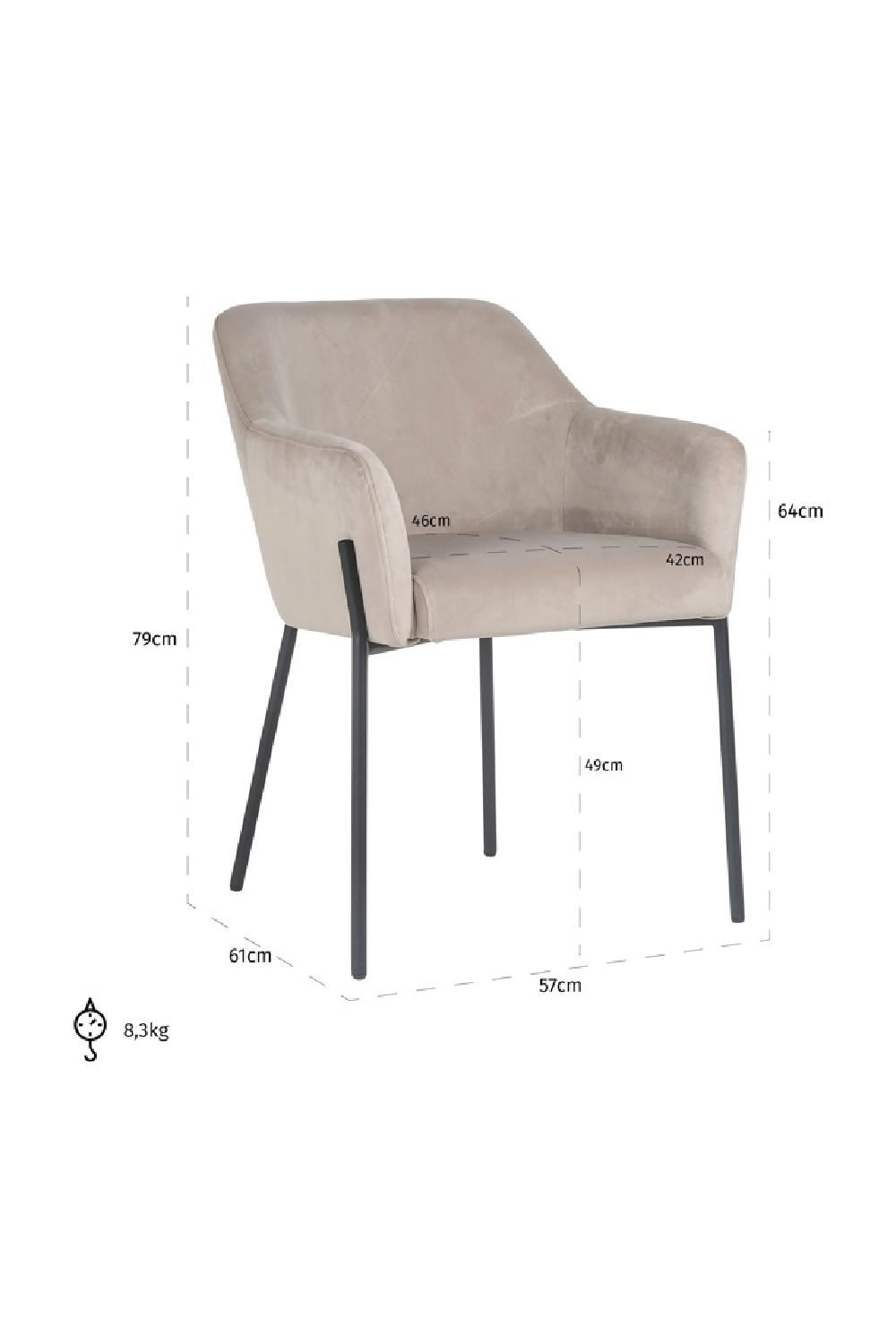 Fabric Upholstered Dining Armchair | OROA Fay | Oroa.com