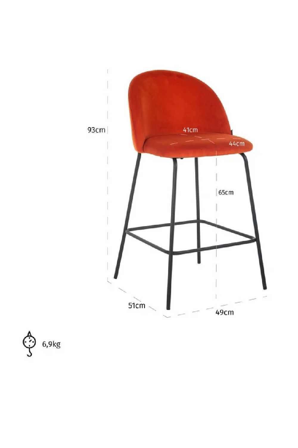 Curved Back Counter Stool | OROA Alyssa | Oroa.com