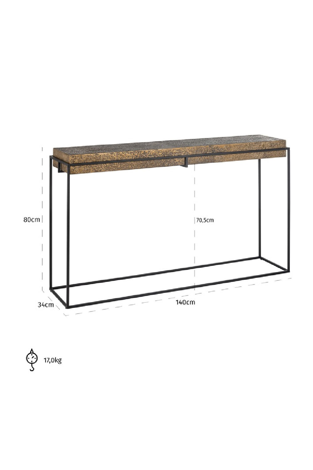 Rustic Gold Console Table | OROA Dover | Oroa.com