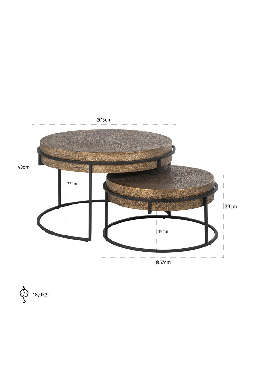 Round Metal Nesting Coffee Tables (2) | Richmond Interiors Derby | Oroa.com