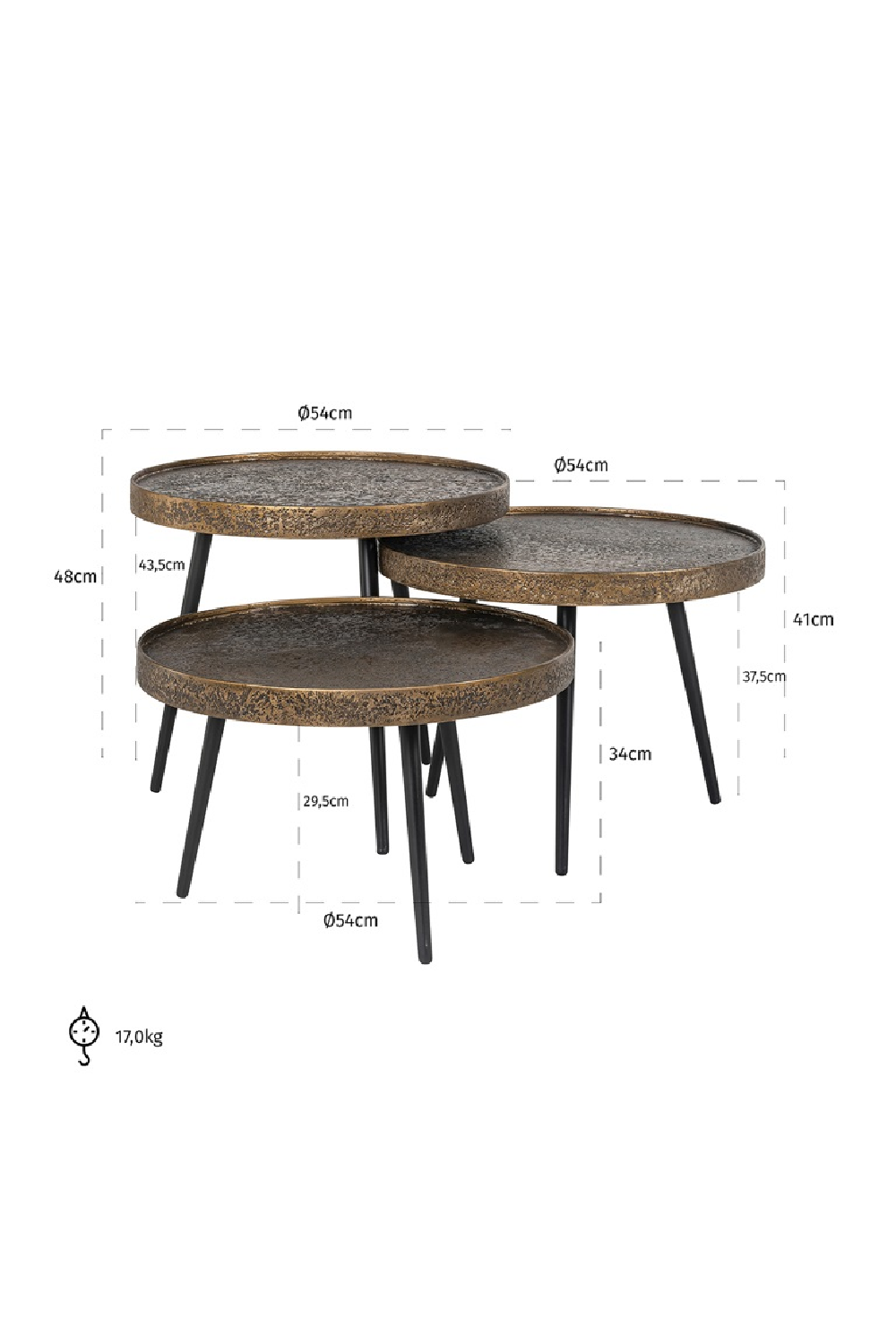 Rustic Gold Coffee Table Set (3) | OROA Luton | Oroa.com