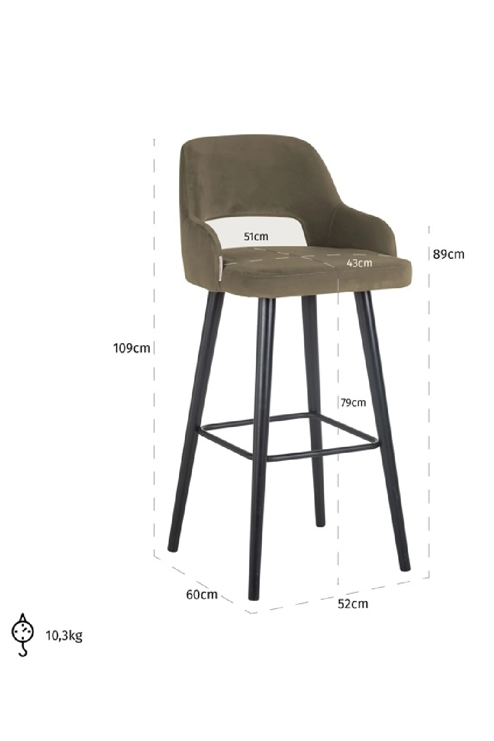 Cut-Out Back Bar Stool | OROA Antony | Oroatrade.com