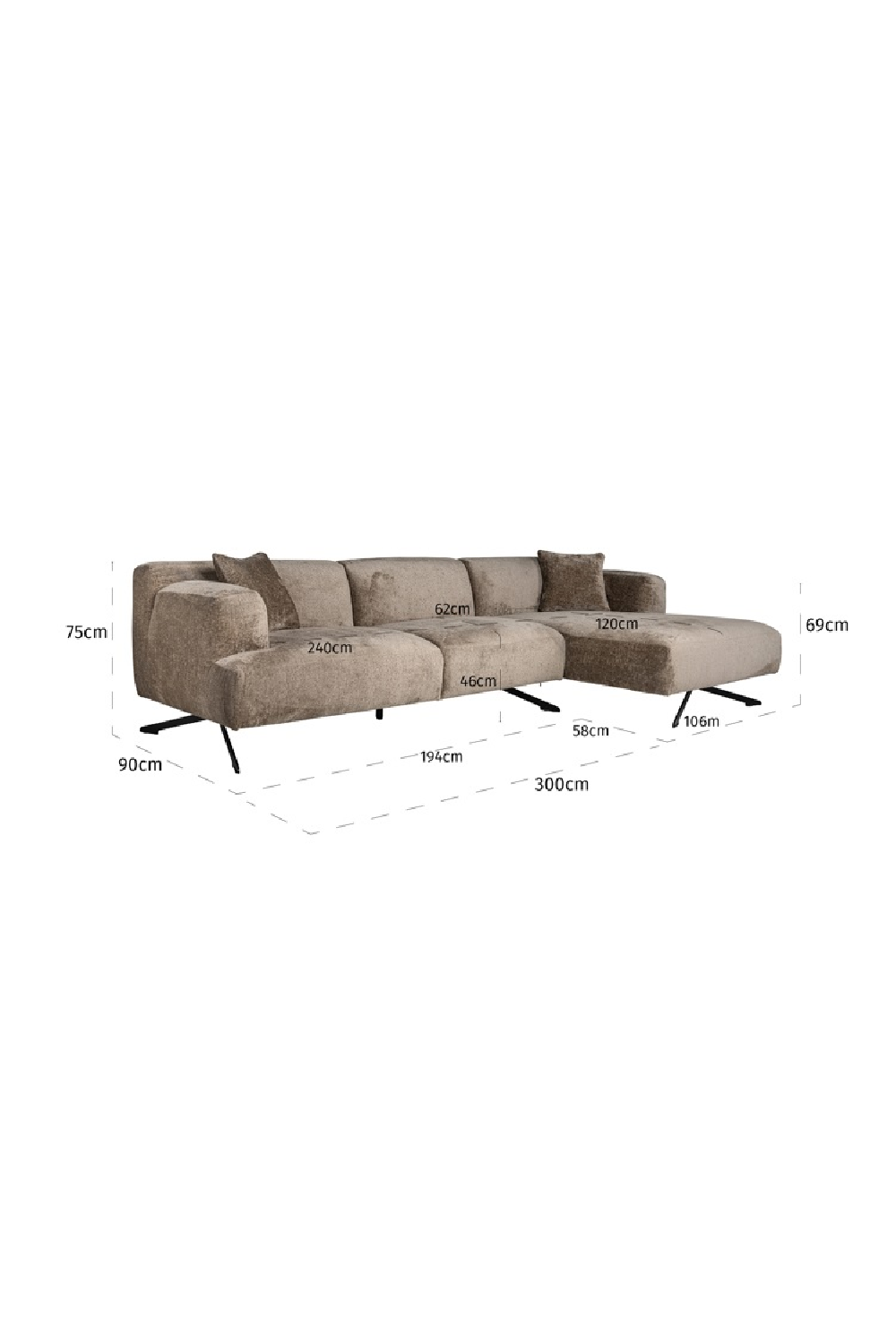Taupe Chenille Contemporary Sofa | OROA Donovan | Oroa.com