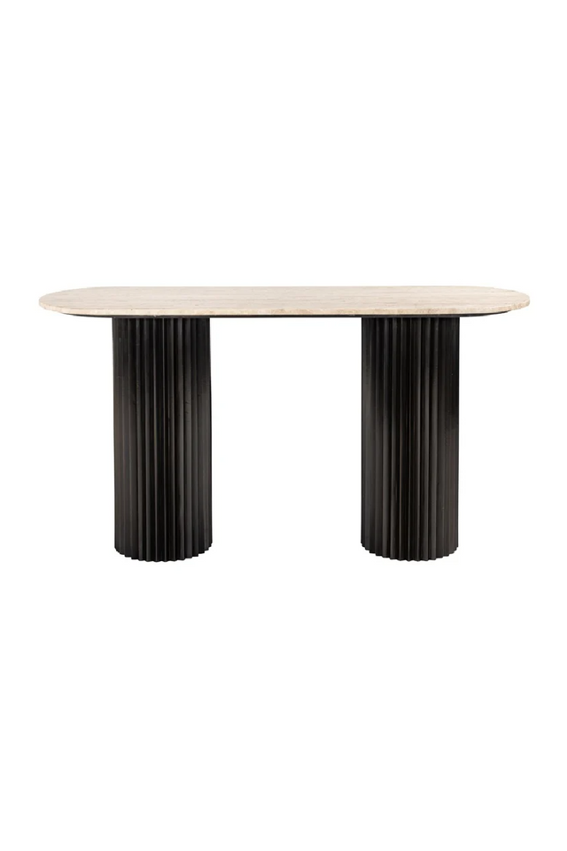 Oval Travertine Modern Console | Richmond Interiors Hampton | Oroa.com