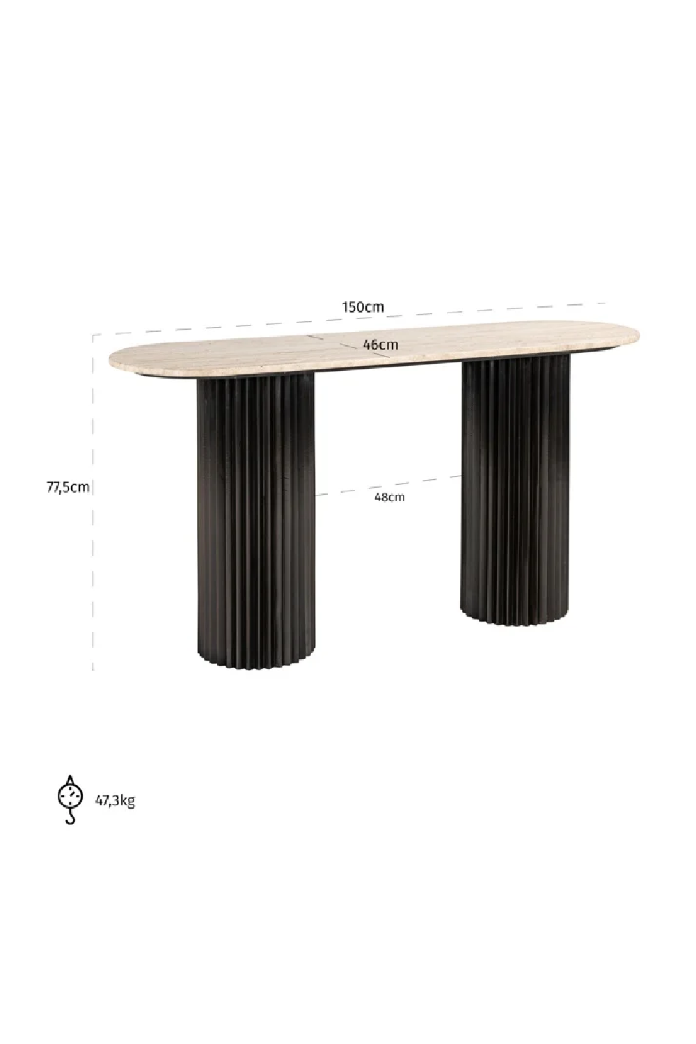 Oval Travertine Modern Console | OROA Hampton | Oroa.com