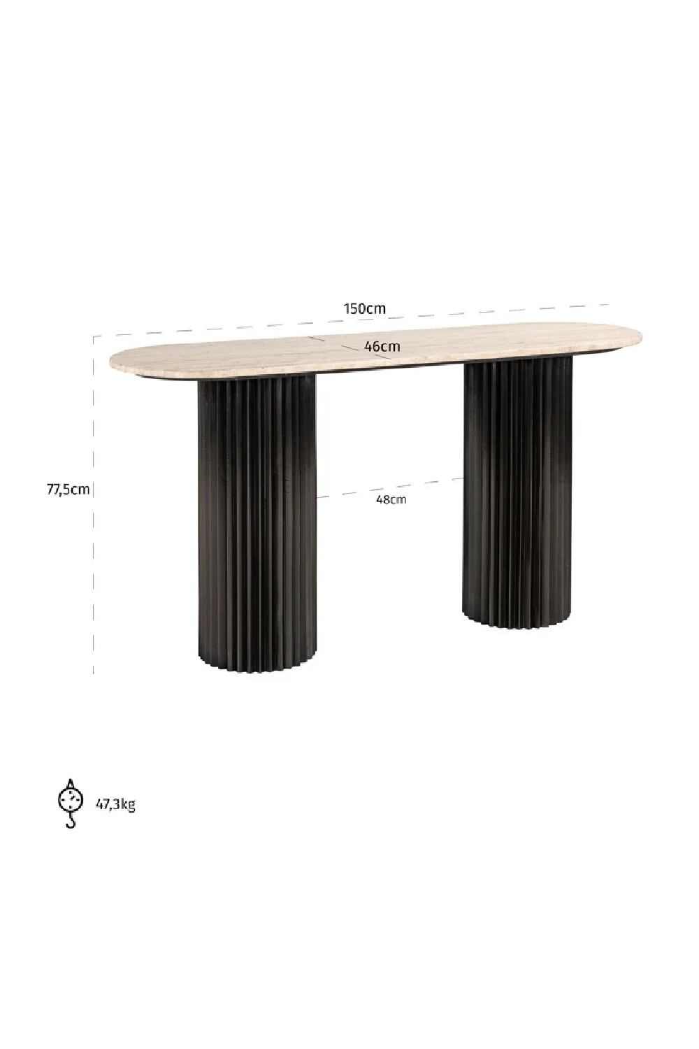 Oval Travertine Modern Console | Richmond Interiors Hampton | Oroa.com