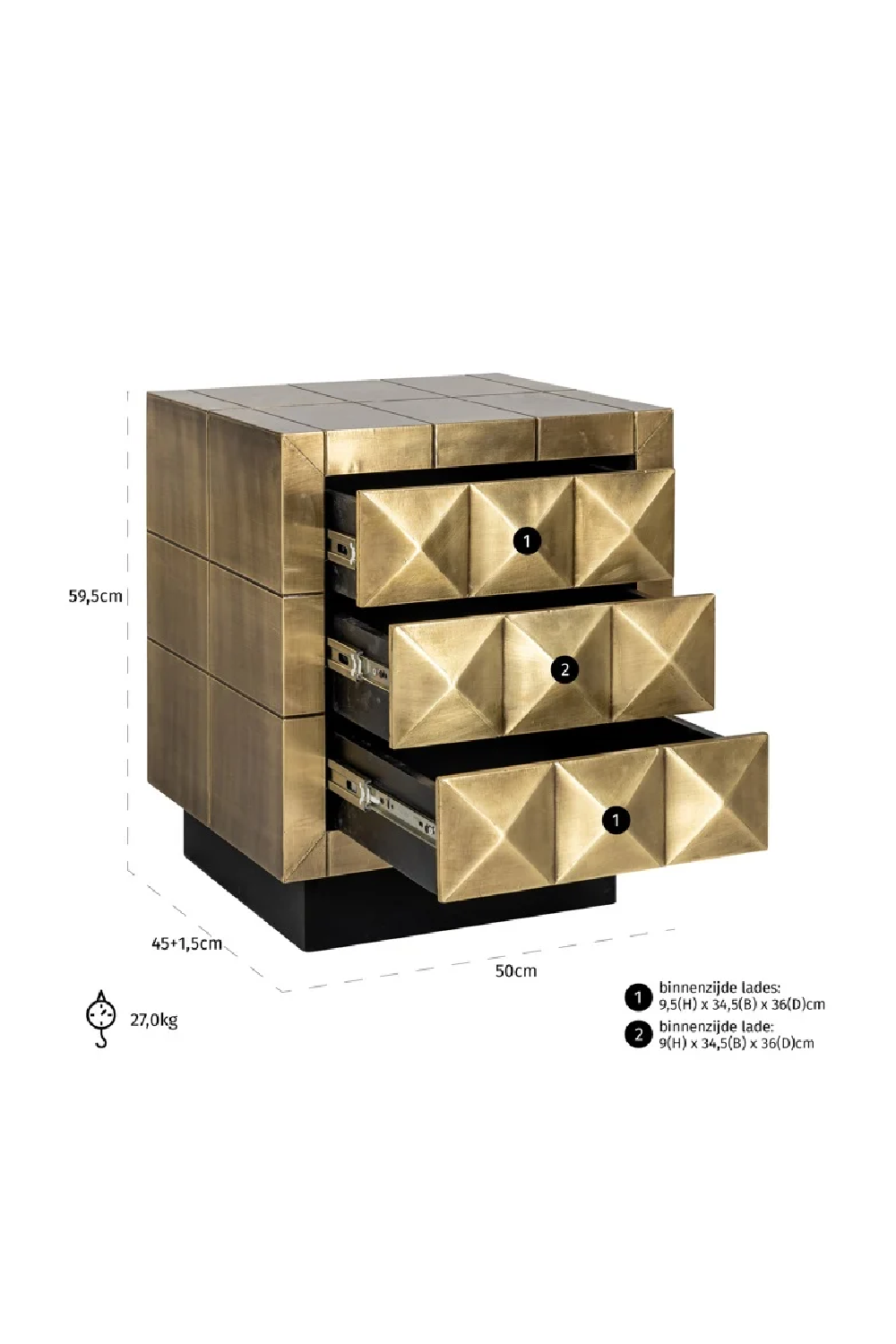 Gold Faceted Cabinet | OROA Collada | Oroa.com