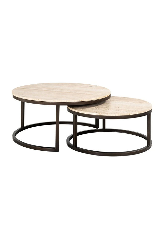 Round Travertine Nesting Coffee Tables (2) | Richmond Interiors Avalon | Oroa.com