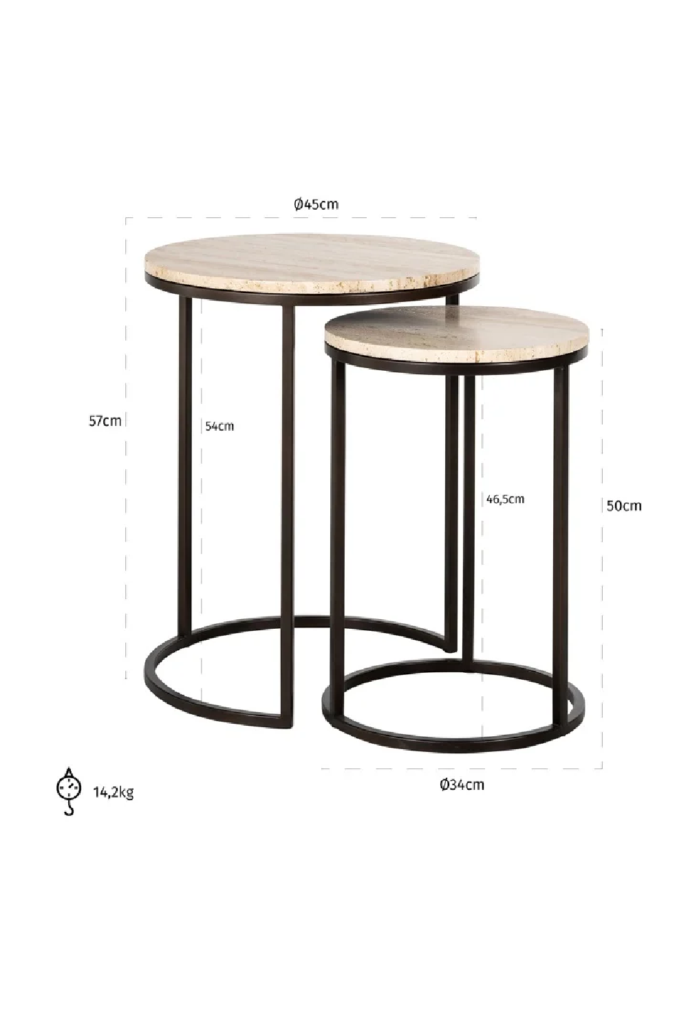 Round Travertine Nesting Side Tables (2) | OROA Avalon | Oroa.com