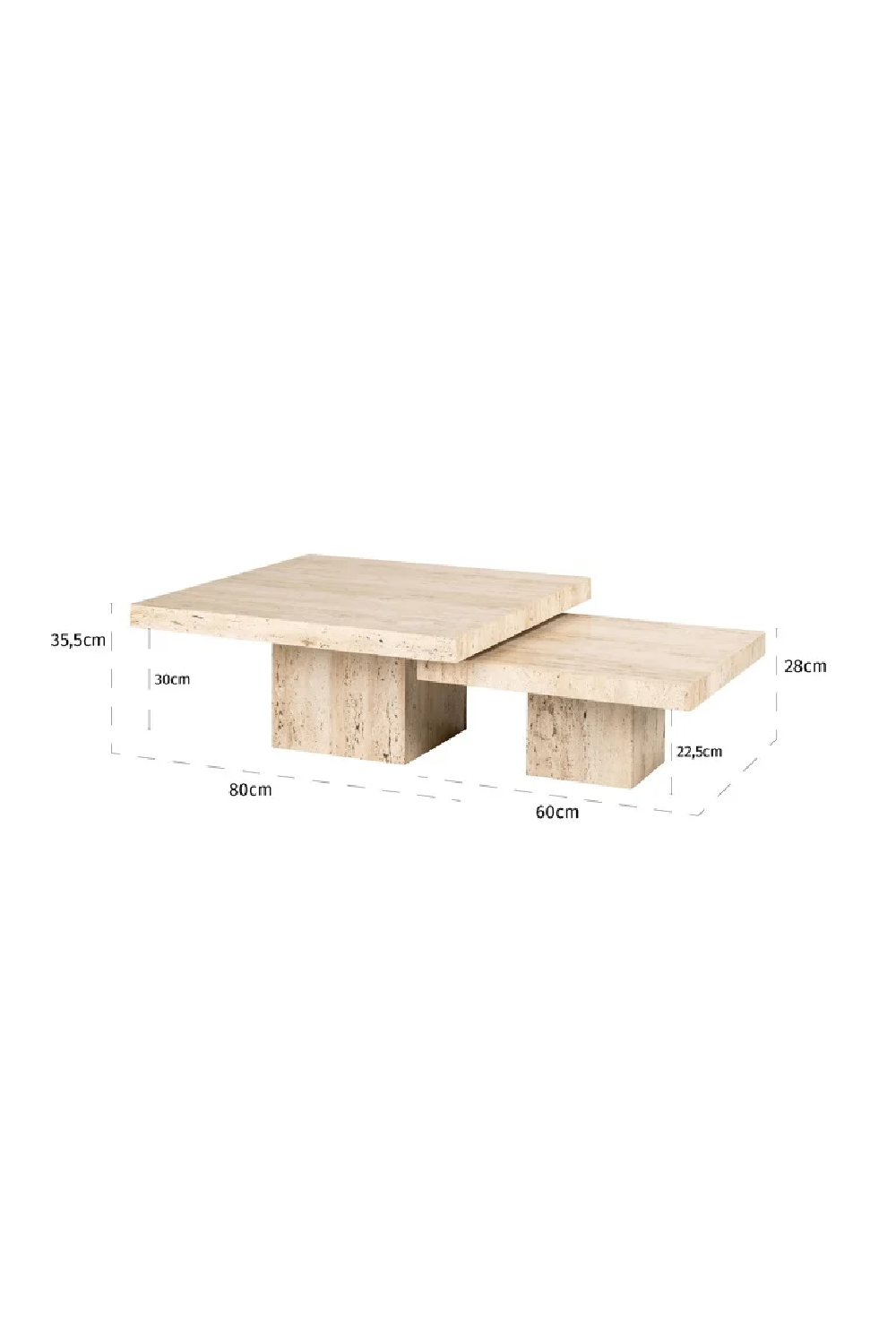 Square Travertine Coffee Table (2) | OROA La Cantera | Oroa.com