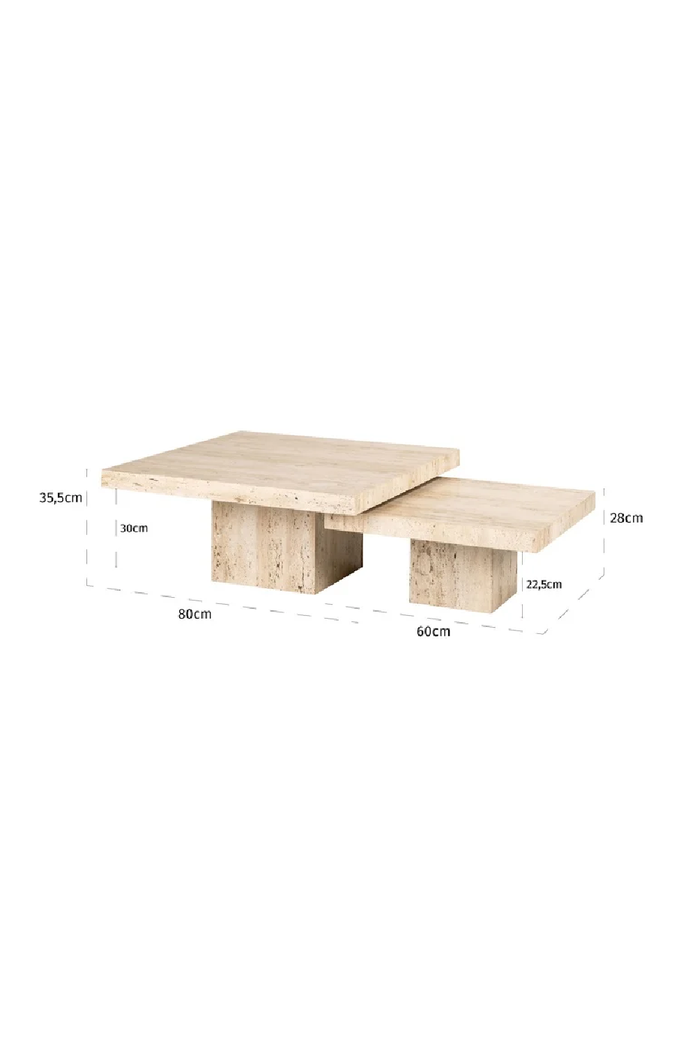Square Travertine Coffee Table (2) | Richmond Interiors La Cantera | Oroa.com