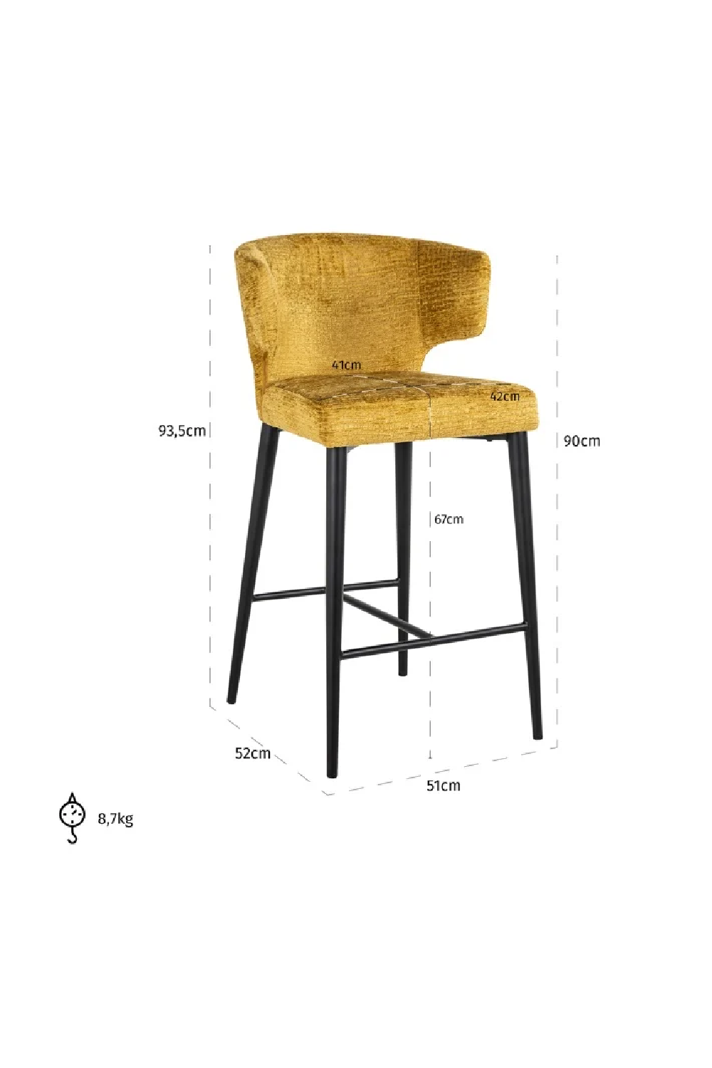 Modern Wingback Counter Chair | Richmond Interiors Taylor | Oroa.com