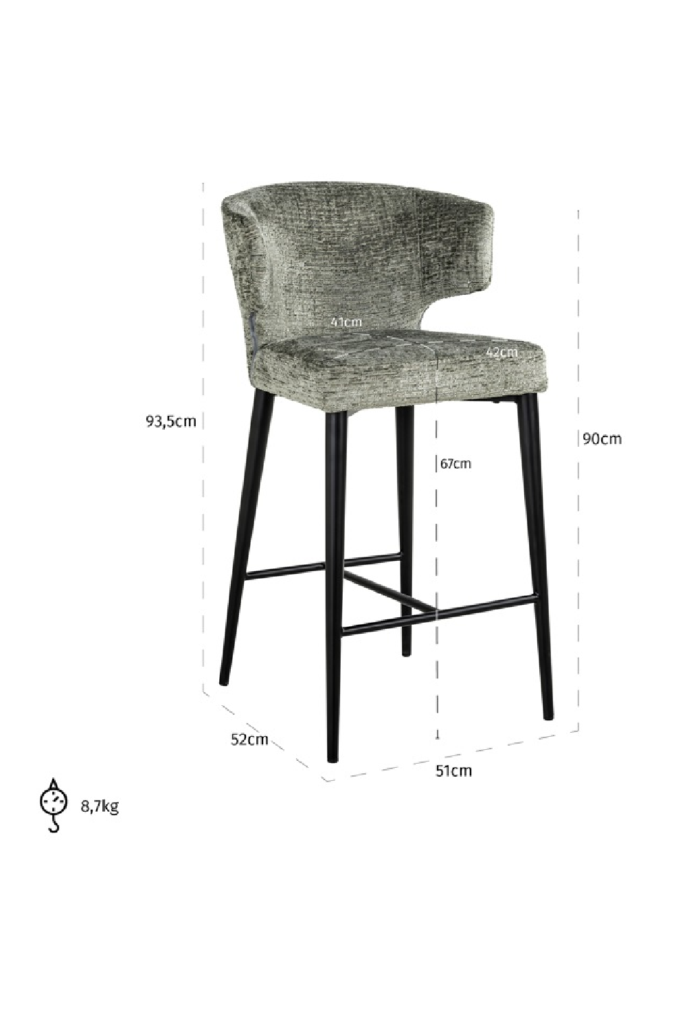 Modern Wingback Counter Chair | OROA Taylor | Oroa.com