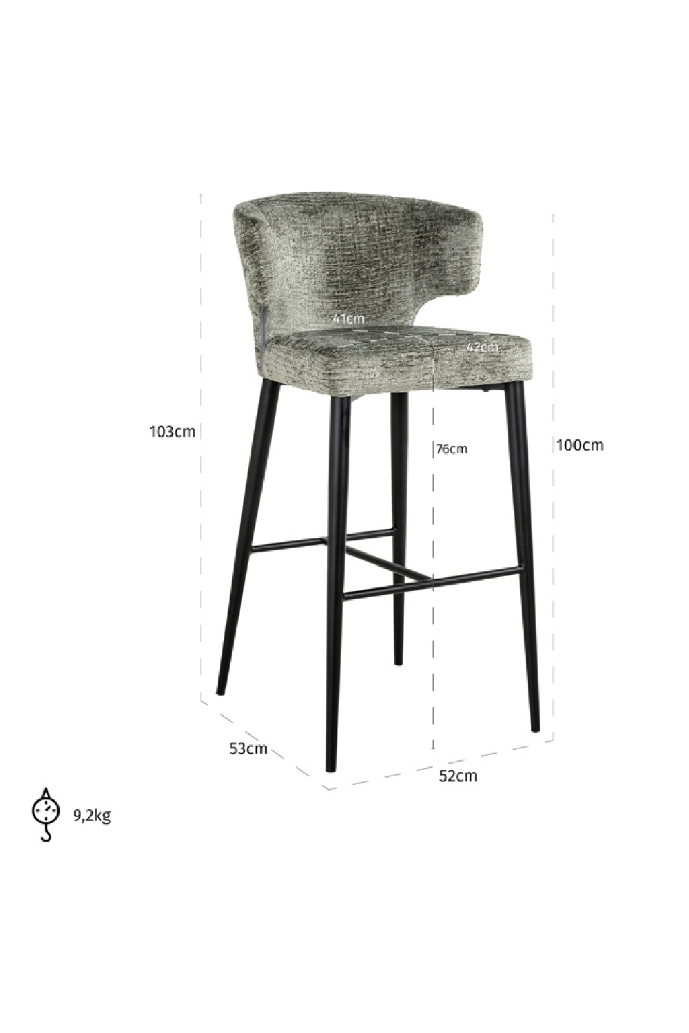 Modern Wingback Bar Chair | OROA Taylor | Oroa.com