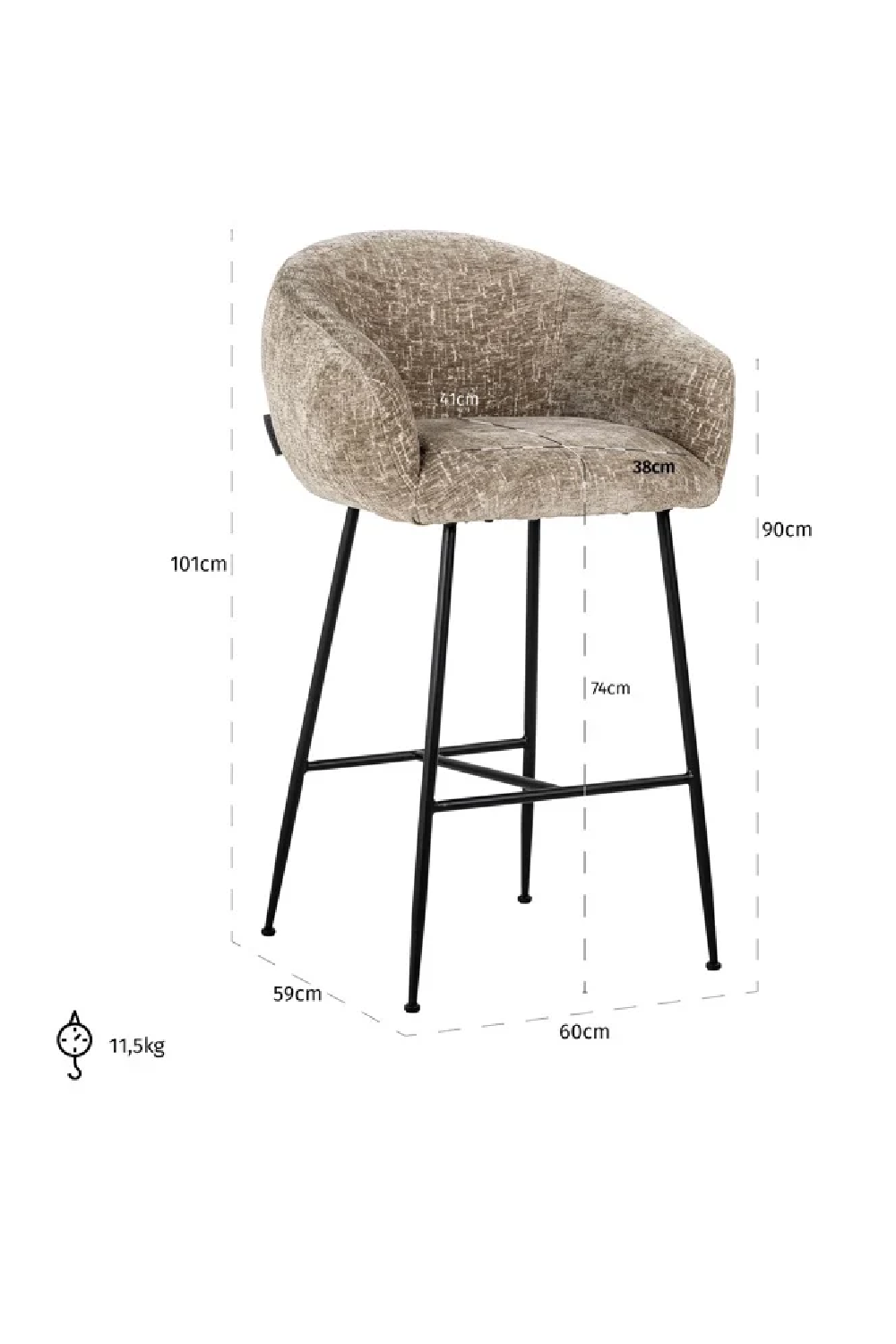 Modern Upholstered Bar Stool | OROA Avanti  | Oroa.com