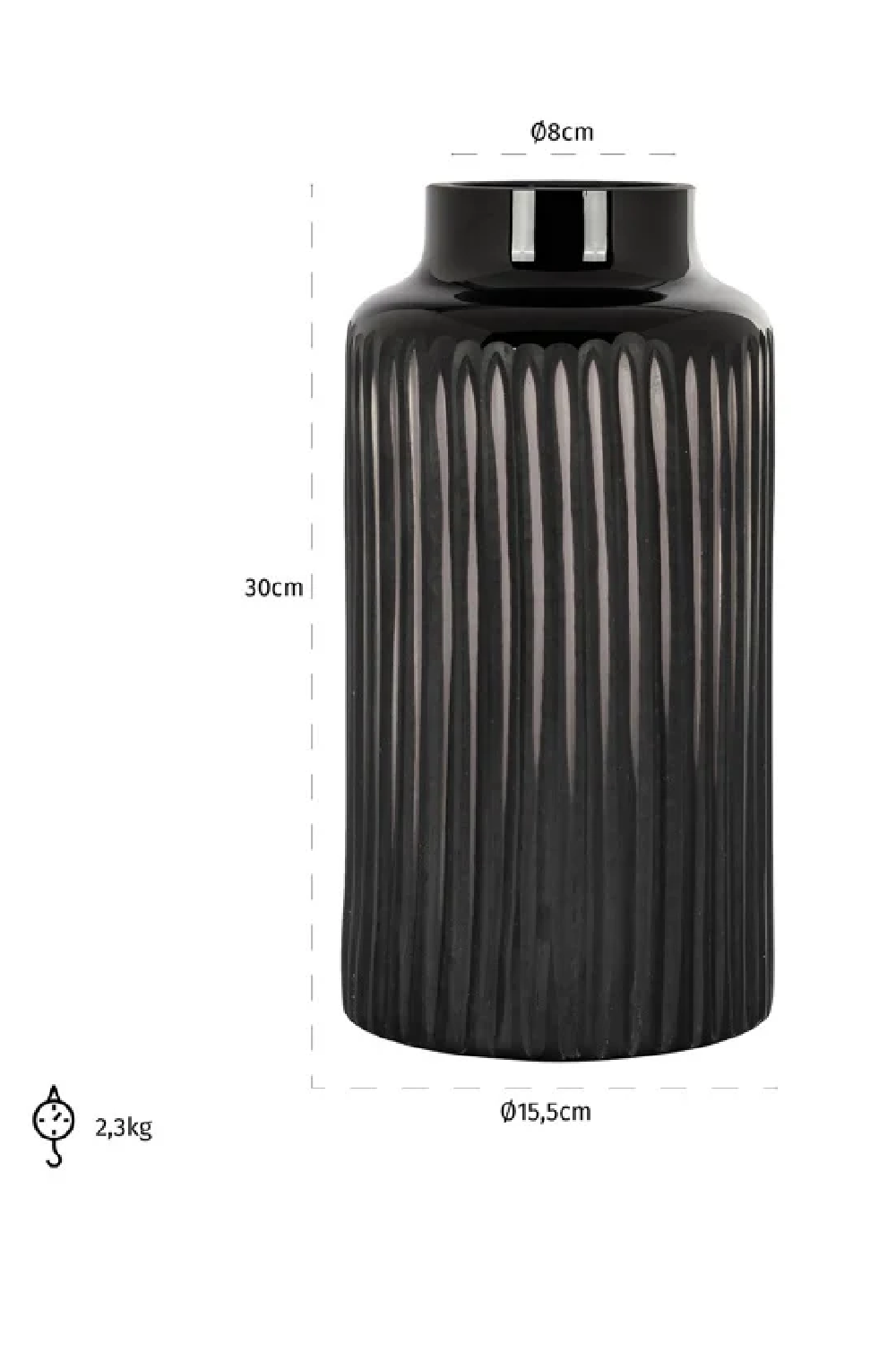 Black Glass Contemporary Vase | OROA Malin | Oroa.com